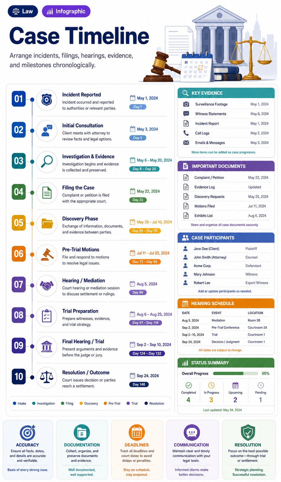 Case Timeline infographic template preview