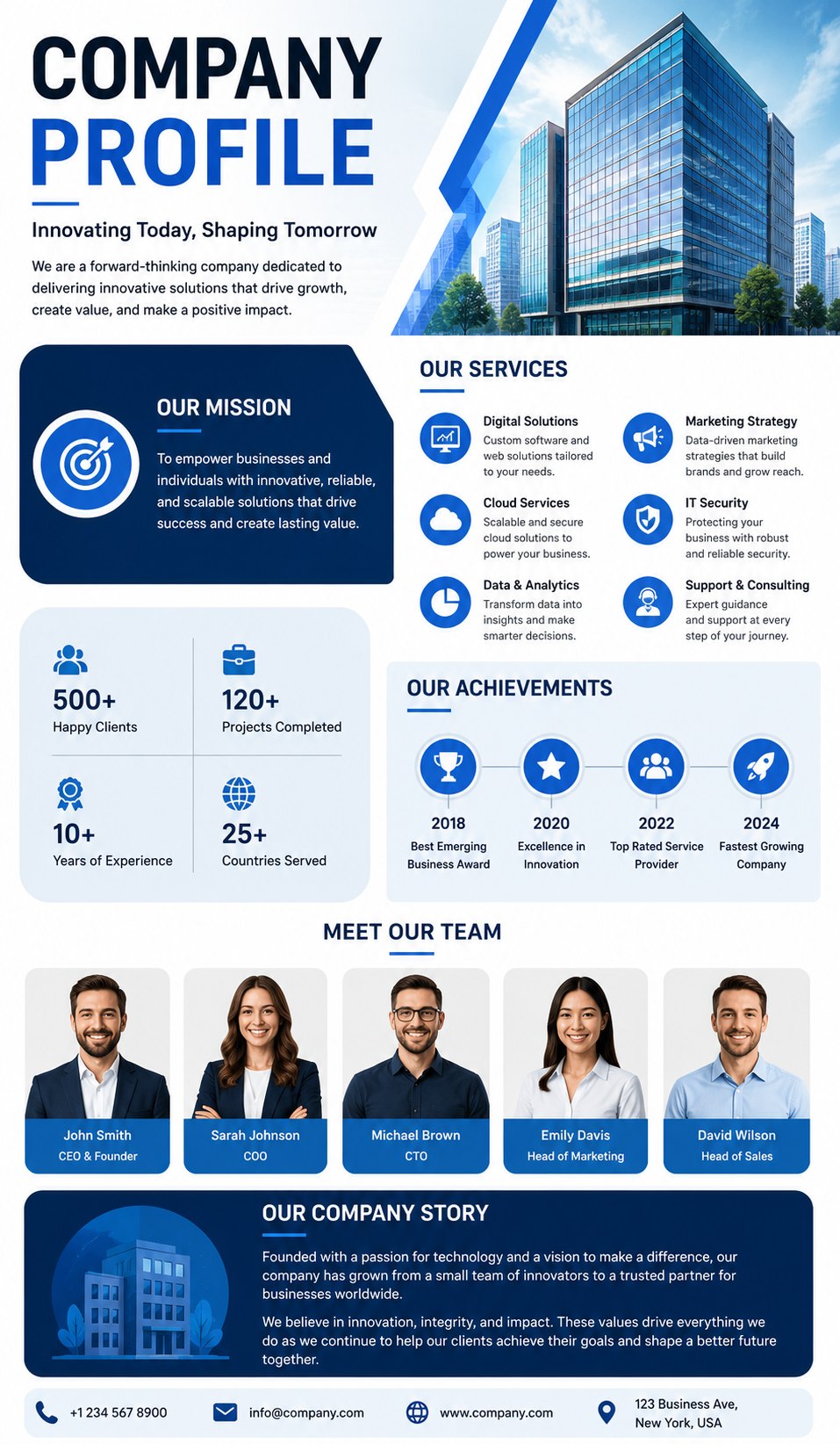 Company Profile infographic template preview