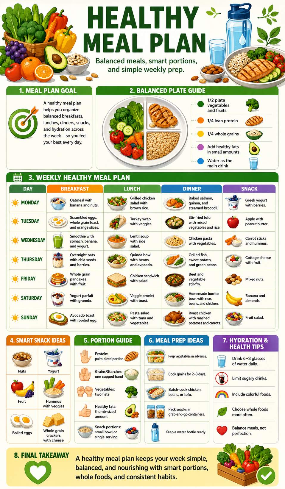 Healthy Meal Plan infographic template preview