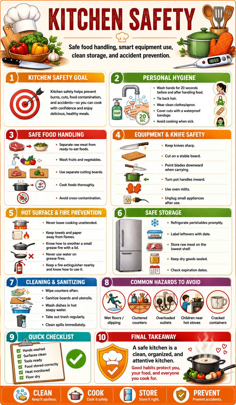 Kitchen Safety infographic template preview