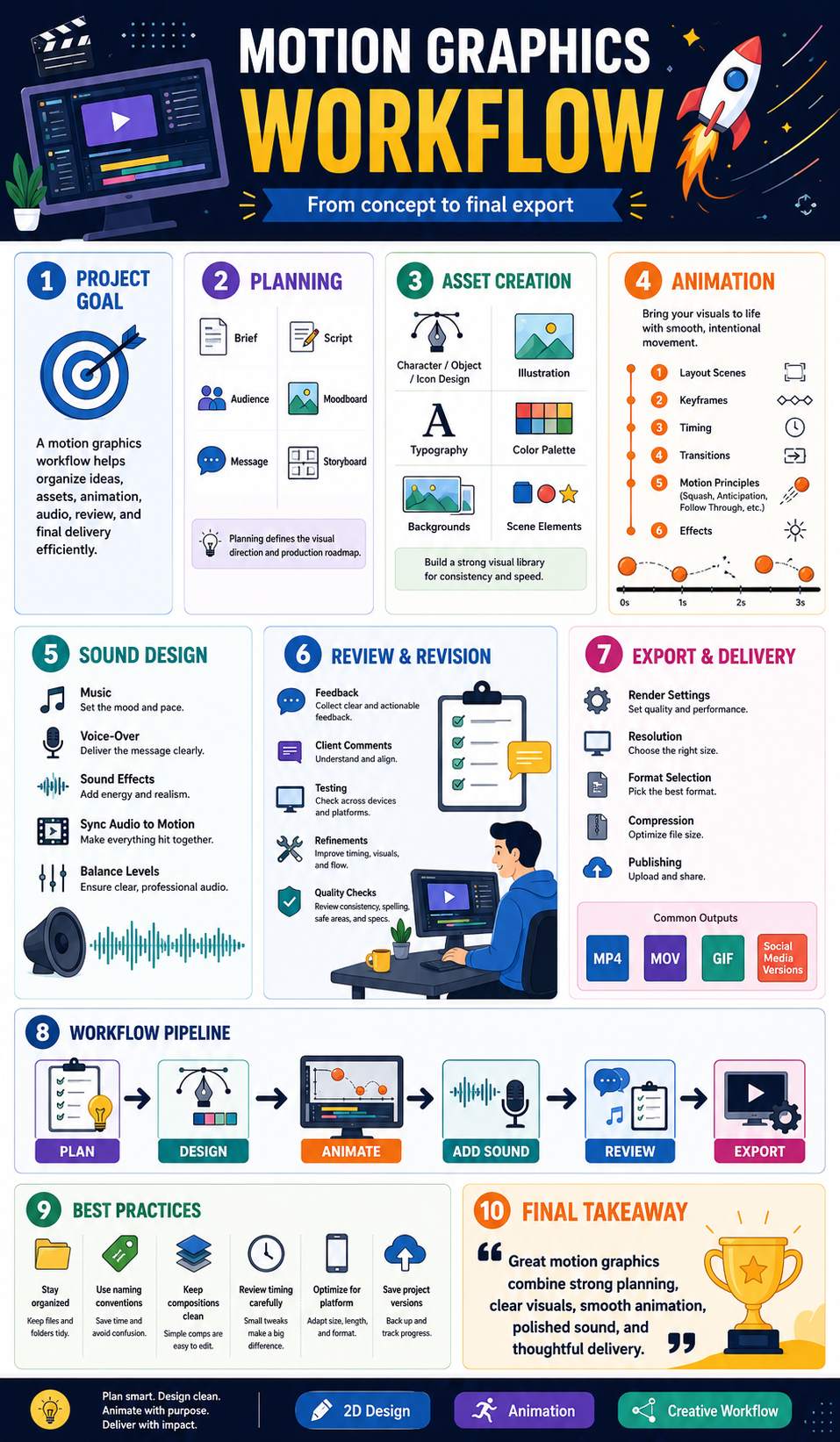 Motion Graphics Workflow infographic template preview