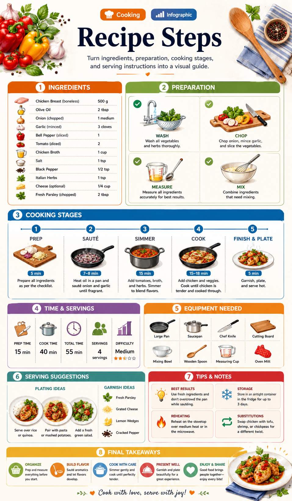 Recipe Steps infographic template preview