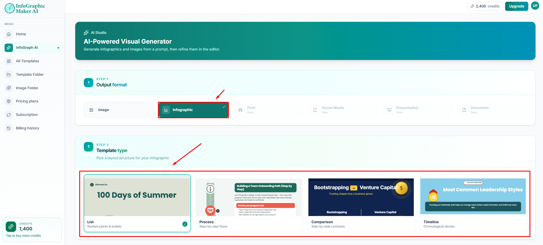 Template Type Selection