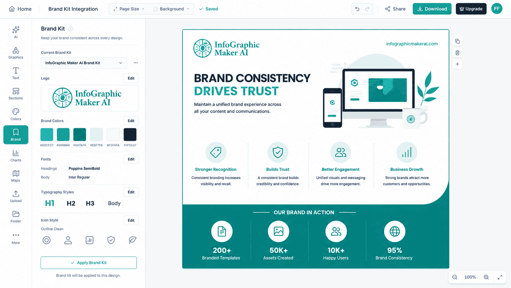 Brand kit controls in InfoGraphic Maker